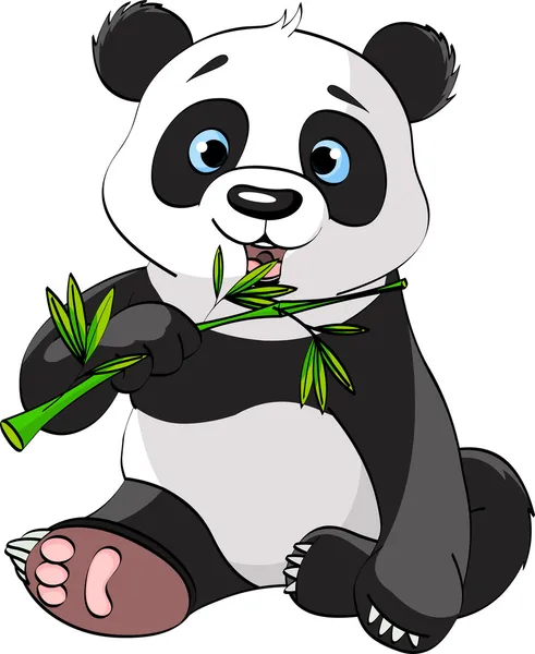 Panda comiendo bambú — Vector de stock