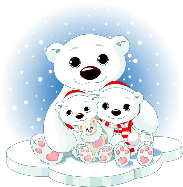 Χριστούγεννα οικογένεια πολική αρκούδα — Διανυσματικό Αρχείο
