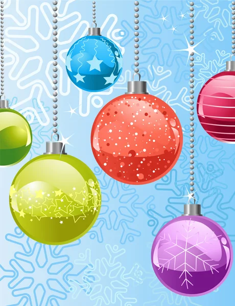 Flocons de neige et boules de Noël — Image vectorielle