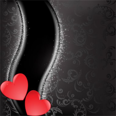 Red hearts on black clipart