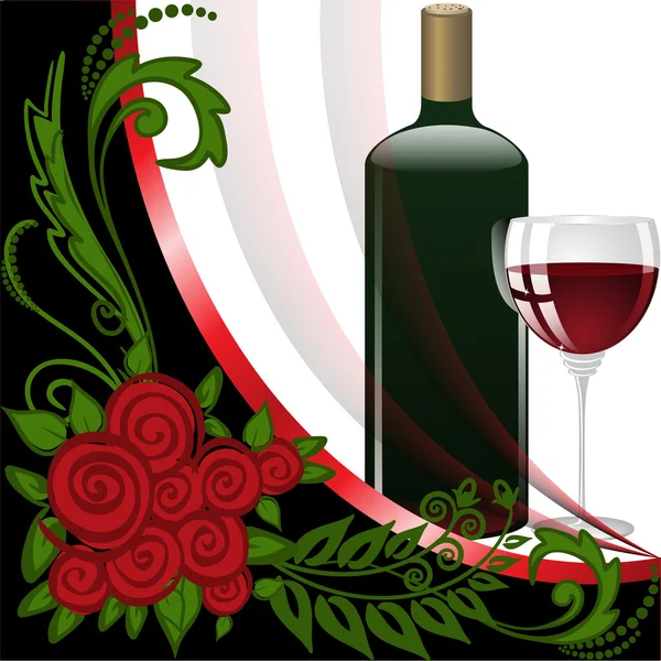 Wine on black and white background — Stock Vector