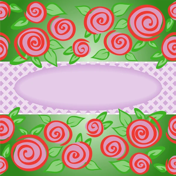 Oval ram med rosor — Stock vektor