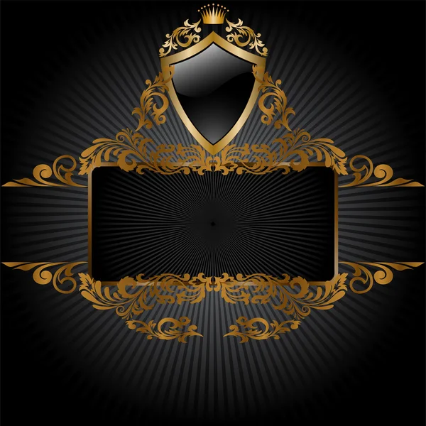 Чёрный фон с королевской символикой — стоковый вектор