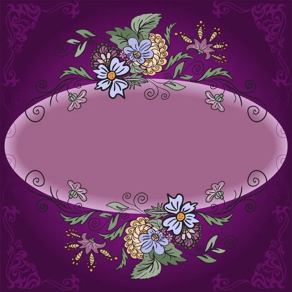 Moldura oval com flores — Vetor de Stock