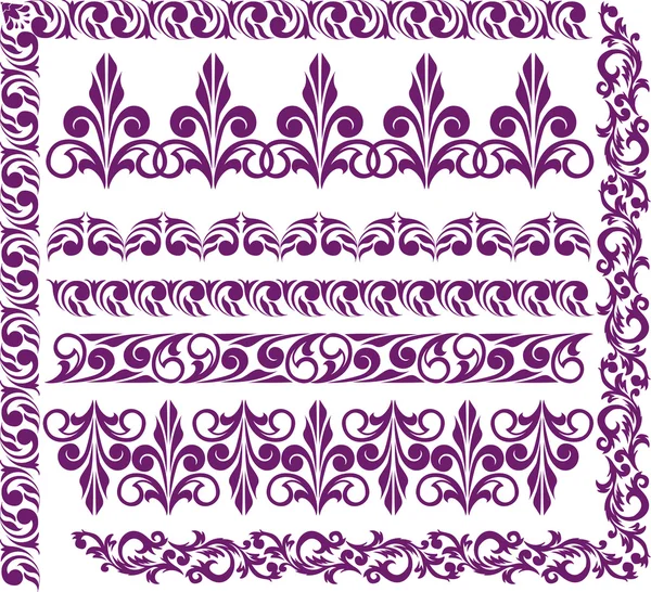 Set of purple ornaments — Stock Vector