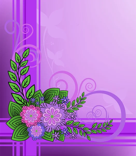 Lila bloemen op een geblokte achtergrond — Stockvector