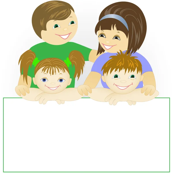 Famille avec une grande affiche — Image vectorielle