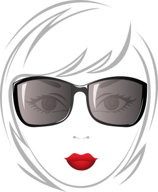 Woman in brown glasses clipart