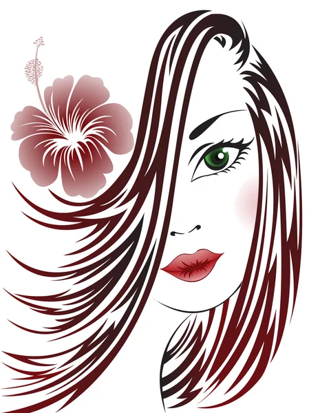 Menina com flor no cabelo — Vetor de Stock