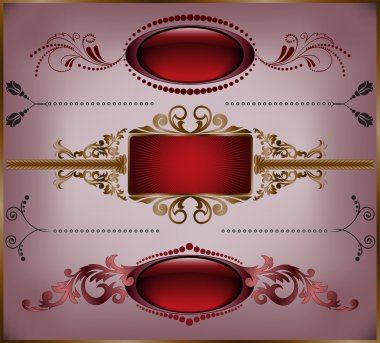 Set of burgundy frame clipart