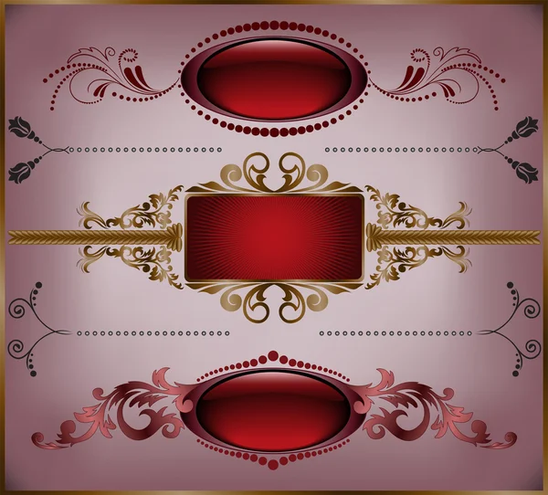 Set of burgundy frame — Stock Vector