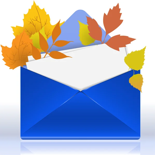 Envelope with autumn foliage — Stock Vector