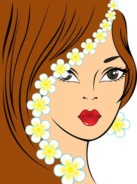 Girl with white flowers — Stock Vector