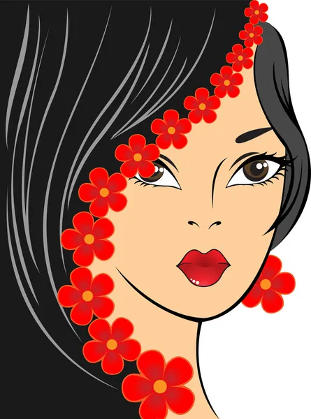 Dziewczyna z czerwonych kwiatów — Wektor stockowy