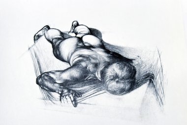 Pencil drawing of man body clipart