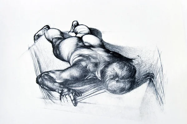 Bleistiftzeichnung des menschlichen Körpers — Stockfoto