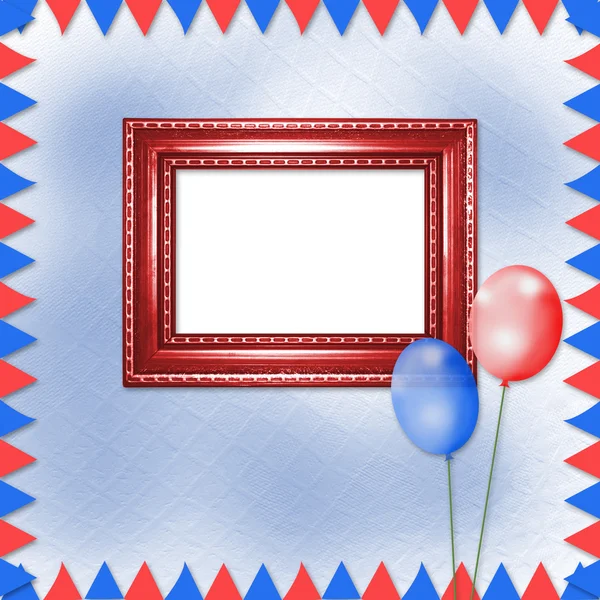 Fel veelkleurige achtergrond met frames, ballonnen en confett — Stockfoto