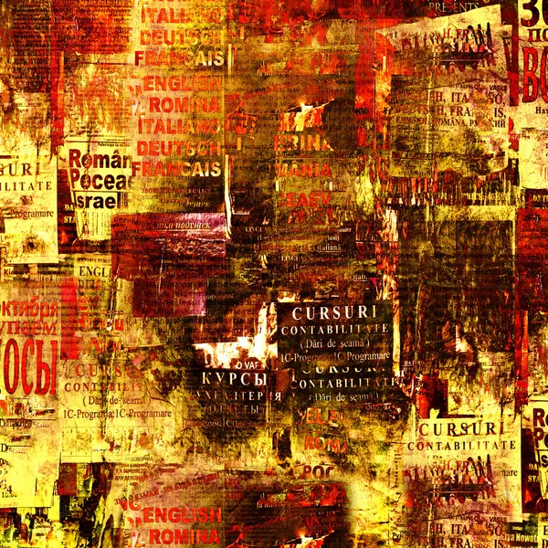 Grunge abstract background with old torn posters — Stock Photo, Image