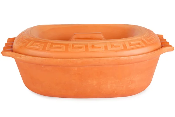 Clay pot with lid on white background isolated — Stock Photo, Image