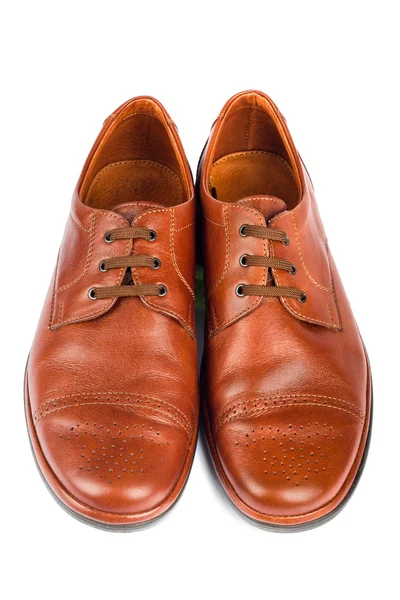 The brown elegant men's shoes on the white isolated background — Stock Photo, Image