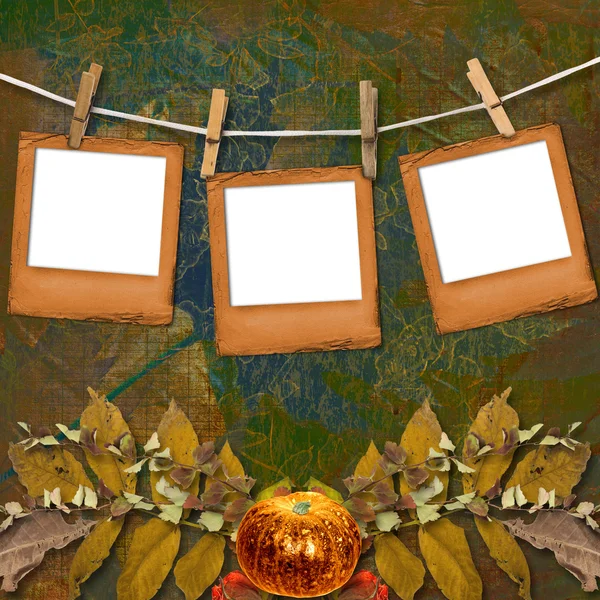 Diseño de papeles grunge en estilo scrapbooking con marco y otoño — Foto de Stock