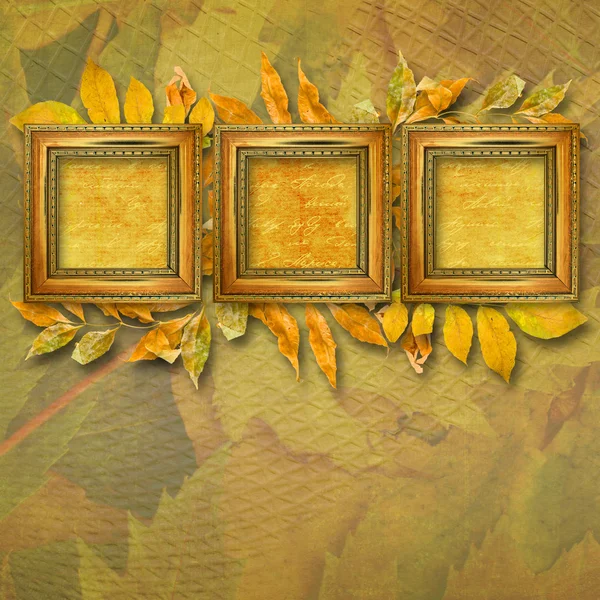 Grunge papers design in scrapbooking style with frame and autumn — Stock Photo, Image