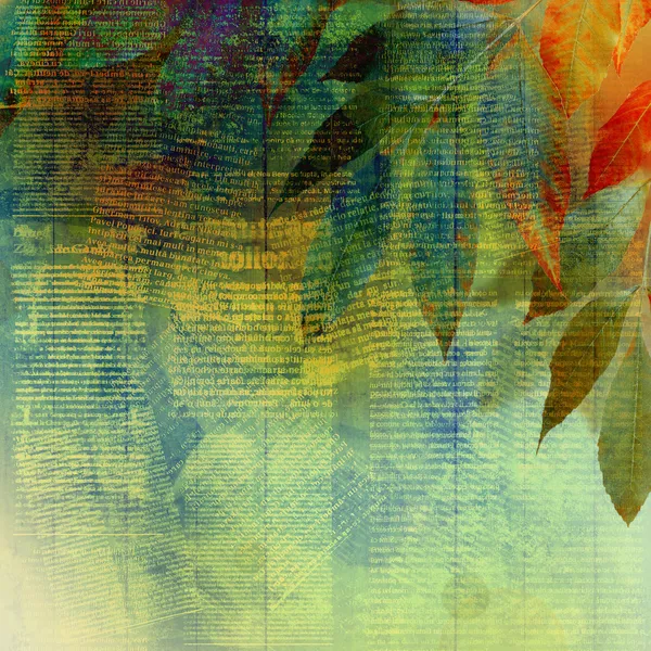 Яркие осенние листья на абстрактном фоне с рукописью — стоковое фото