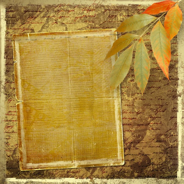 Grunge Paper Design im Scrapbooking-Stil mit Blättern und Blan — Stockfoto