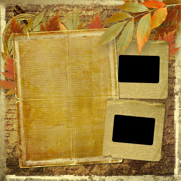Grunge papers design in scrapbooking style with foliage and blan — Stock Photo, Image