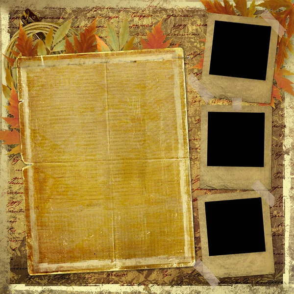 Ilustracja dokumentów projektu w stylu scrapbookingu z liści i blan — Zdjęcie stockowe