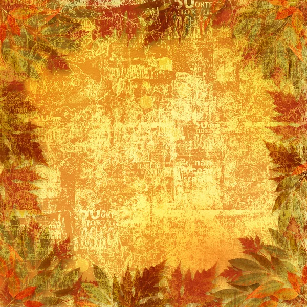Feuilles d'automne lumineuses sur l'abstrait avec cadre en papier — Photo