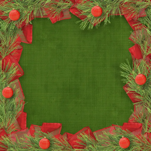 Tarjeta de felicitación de Navidad con ramas de abeto y arcos — Foto de Stock