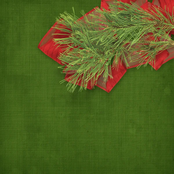 Ladin ve yay dalları ile yılbaşı tebrik kartı — Stok fotoğraf