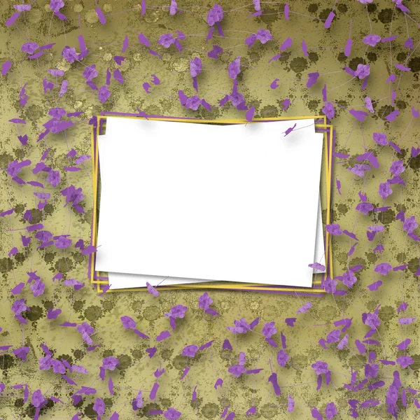 Όμορφη πλαίσιο με το λουλούδι στο παρασκήνιο στον τοίχο με ένα pa — Φωτογραφία Αρχείου