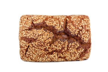 Baked rye bread with linseeds on the white isolated background clipart