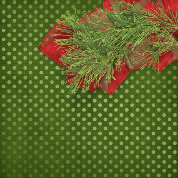 トウヒや弓の枝を持つ、グリーティング カード クリスマス — ストック写真