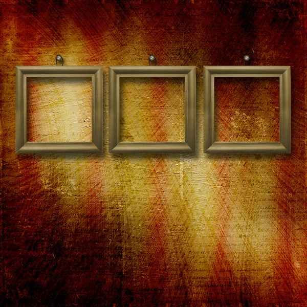 Old wooden frames for photo on the abstract paper background — Stock Photo, Image