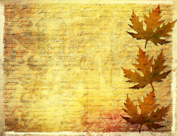 Grunge papers design in scrapbooking style with foliage