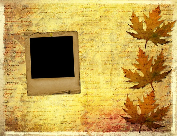 Grunge papers design in scrapbooking style with foliage and hear — Stock Photo, Image