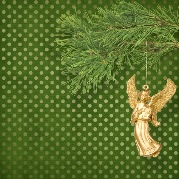 stock image Angel christmas hanging on the pine branch.