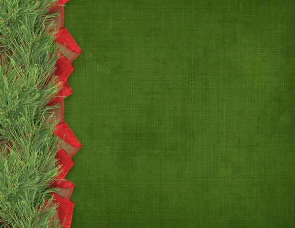 Різдвяна листівка з гілками ялини та стрічок — стокове фото