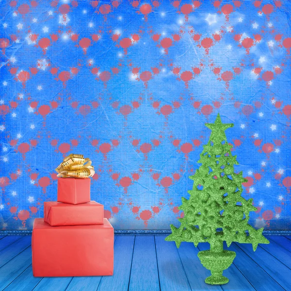 Kerstboom in de oude kamer met klokken — Stockfoto