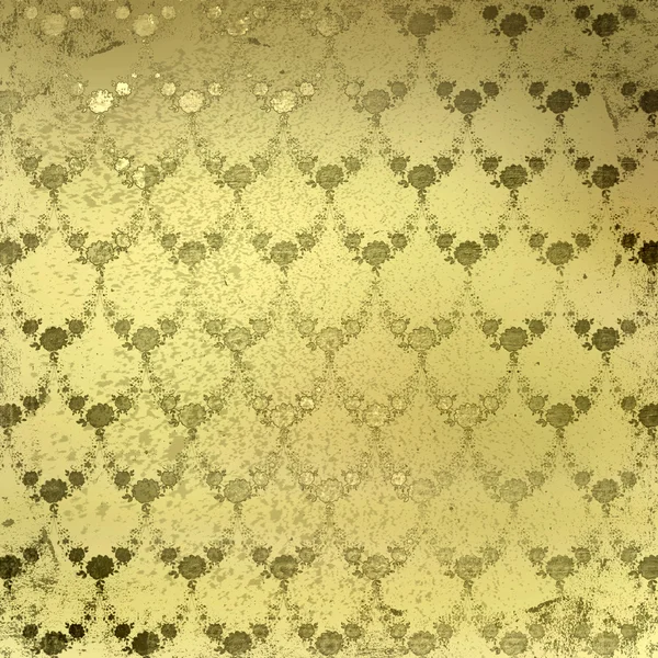 Гранжевий золотий фон з стародавнім квітковим орнаментом — стокове фото