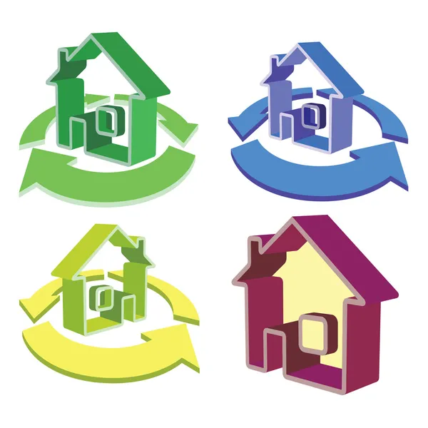 House and cycled arrows icons — Stock Vector