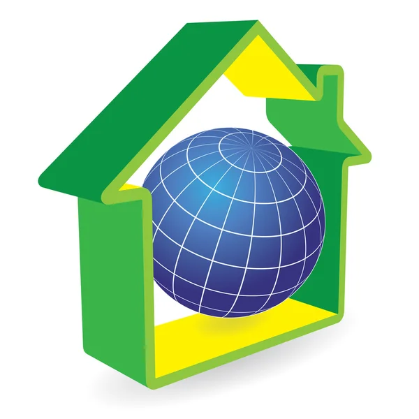 Planet green home — Stock Vector