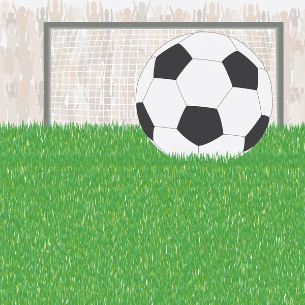 Μπάλα ποδοσφαίρου στο πράσινο πεδίο — Διανυσματικό Αρχείο