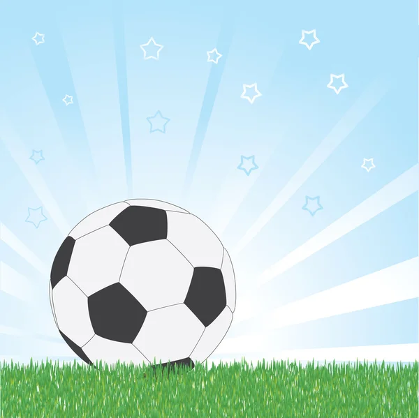 Ballon de football sur fond bleu étoilé brillant — Image vectorielle