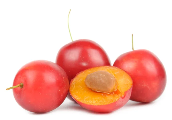 Ameixas vermelhas de cereja — Fotografia de Stock