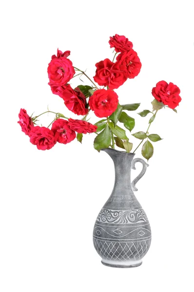 Rode rozen in pot — Stockfoto