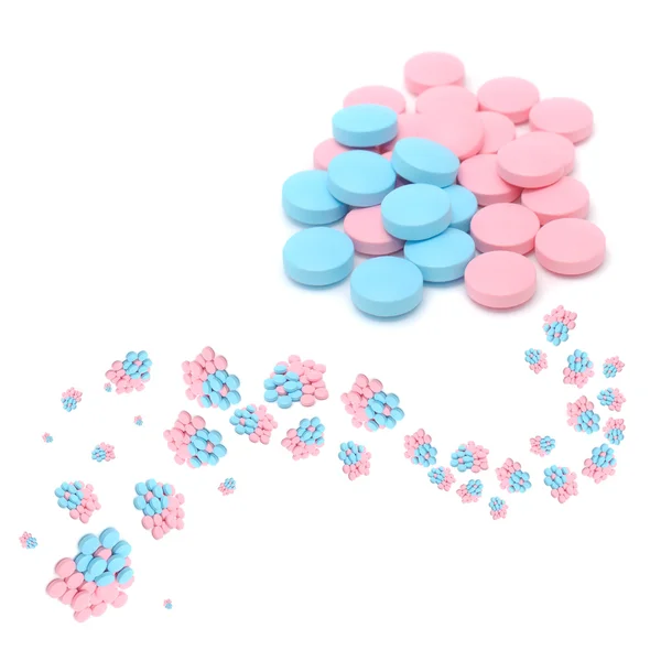 Creatieve blauwe en roze pillen — Stockfoto